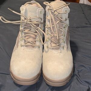 Tan Suede Lace-Up Boots
